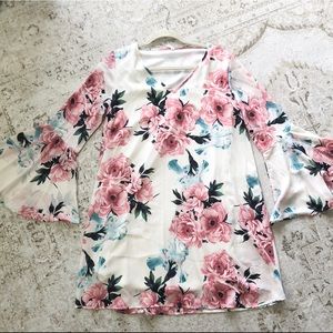 Floral Bell Sleeve Maternity Dress